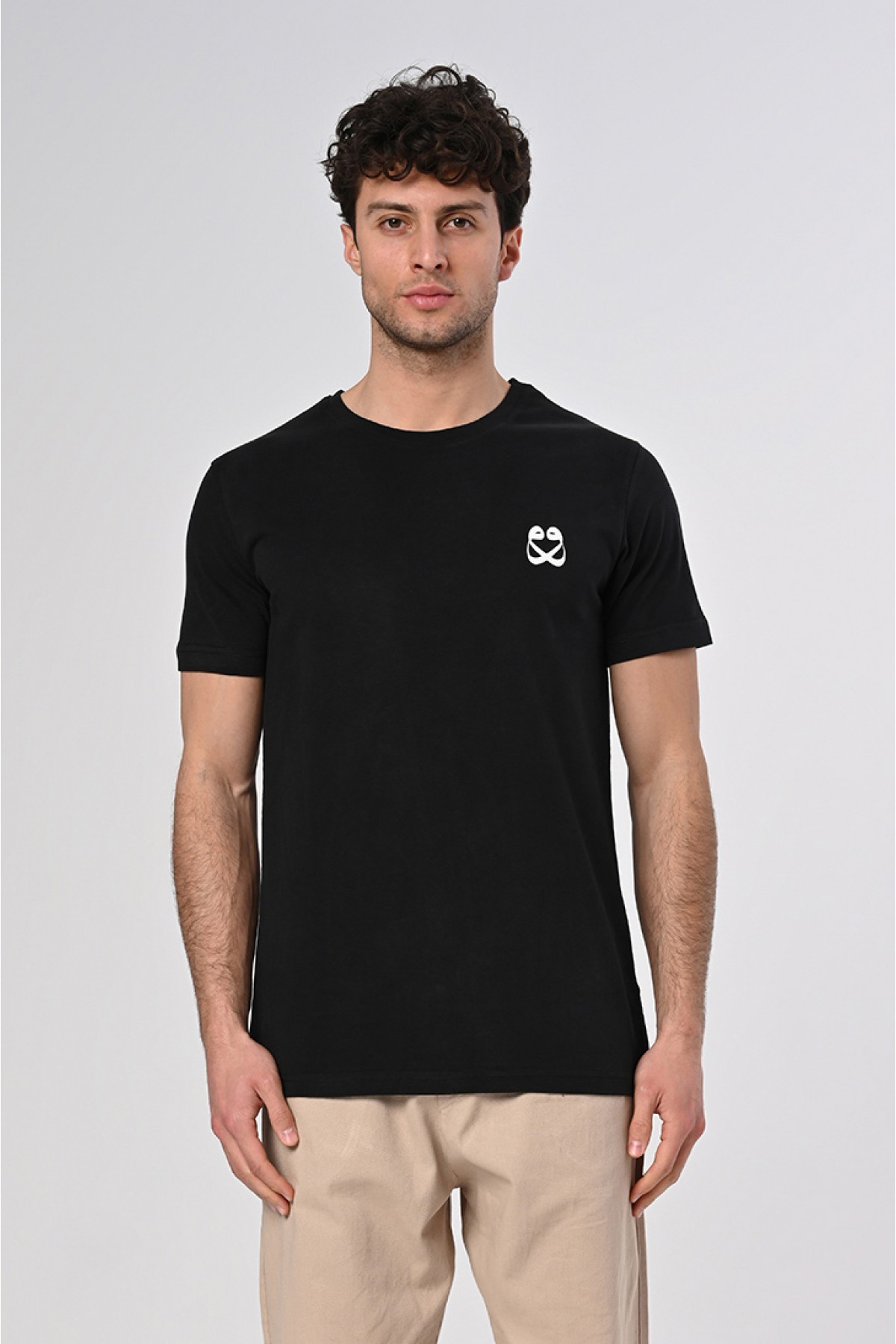 Vav Tasarım Bisiklet Yaka Siyah Pamuk T-shirt 22’